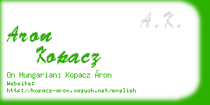 aron kopacz business card
